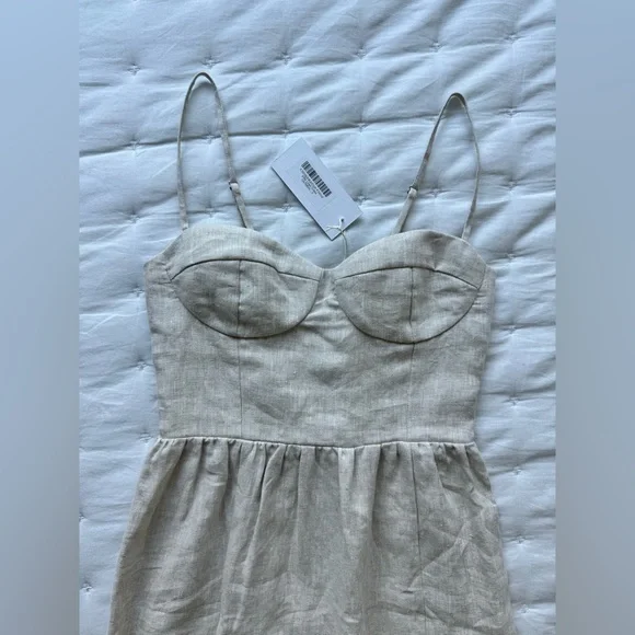 Reformation NWT 2 Effie Oatmeal Linen Bustier Maxi Dress - Picture 7 of 10